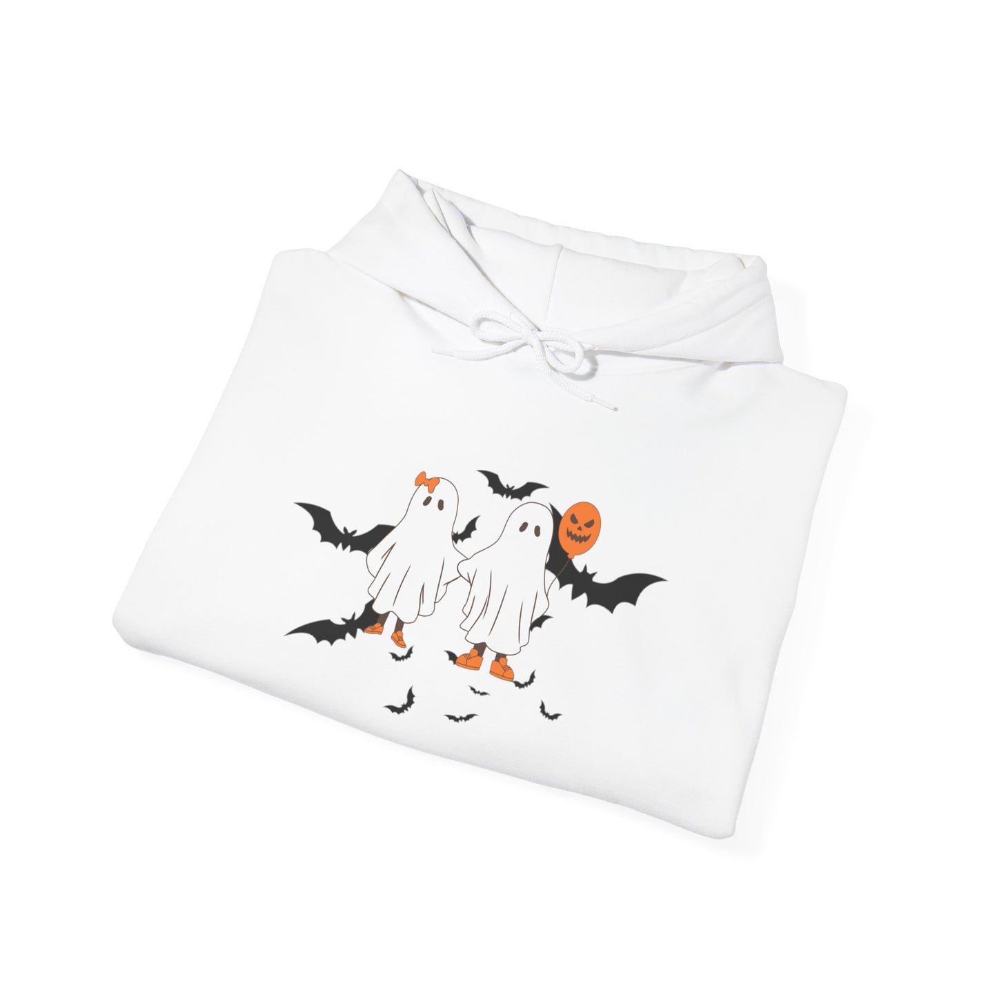 Ghostly Halloween Hooded Sweatshirt | Unisex Fall Hoodie, Spooky Costume Sweatshirt, Autumn Casual Wear, Halloween Apparel, Cozy Gift