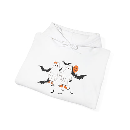 Ghostly Halloween Hooded Sweatshirt | Unisex Fall Hoodie, Spooky Costume Sweatshirt, Autumn Casual Wear, Halloween Apparel, Cozy Gift
