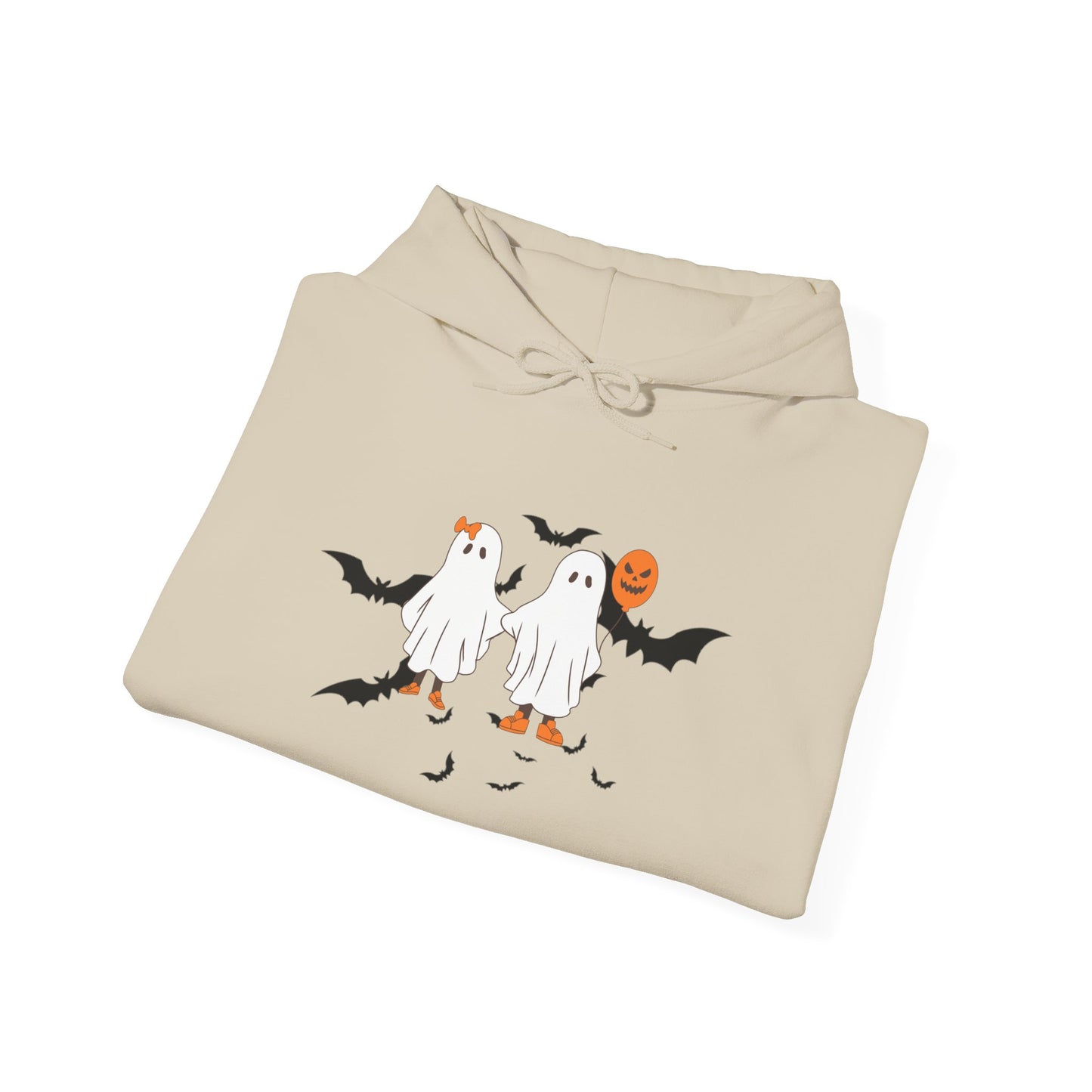 Ghostly Halloween Hooded Sweatshirt | Unisex Fall Hoodie, Spooky Costume Sweatshirt, Autumn Casual Wear, Halloween Apparel, Cozy Gift