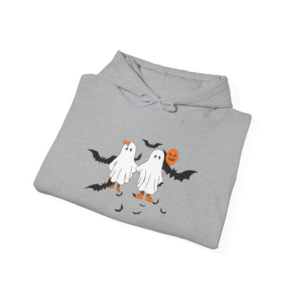 Ghostly Halloween Hooded Sweatshirt | Unisex Fall Hoodie, Spooky Costume Sweatshirt, Autumn Casual Wear, Halloween Apparel, Cozy Gift