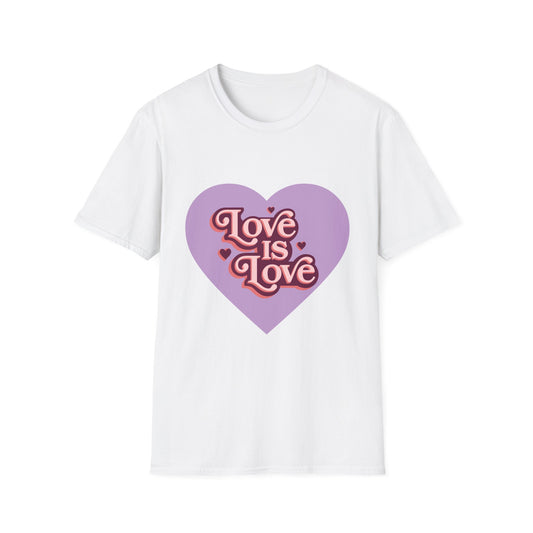 Heart Print Love is Love Unisex T-Shirt - LGBTQ Pride Tee Shirt, Gender Neutral Clothing, Rainbow Graphic Top, Equality Apparel, Valentine's