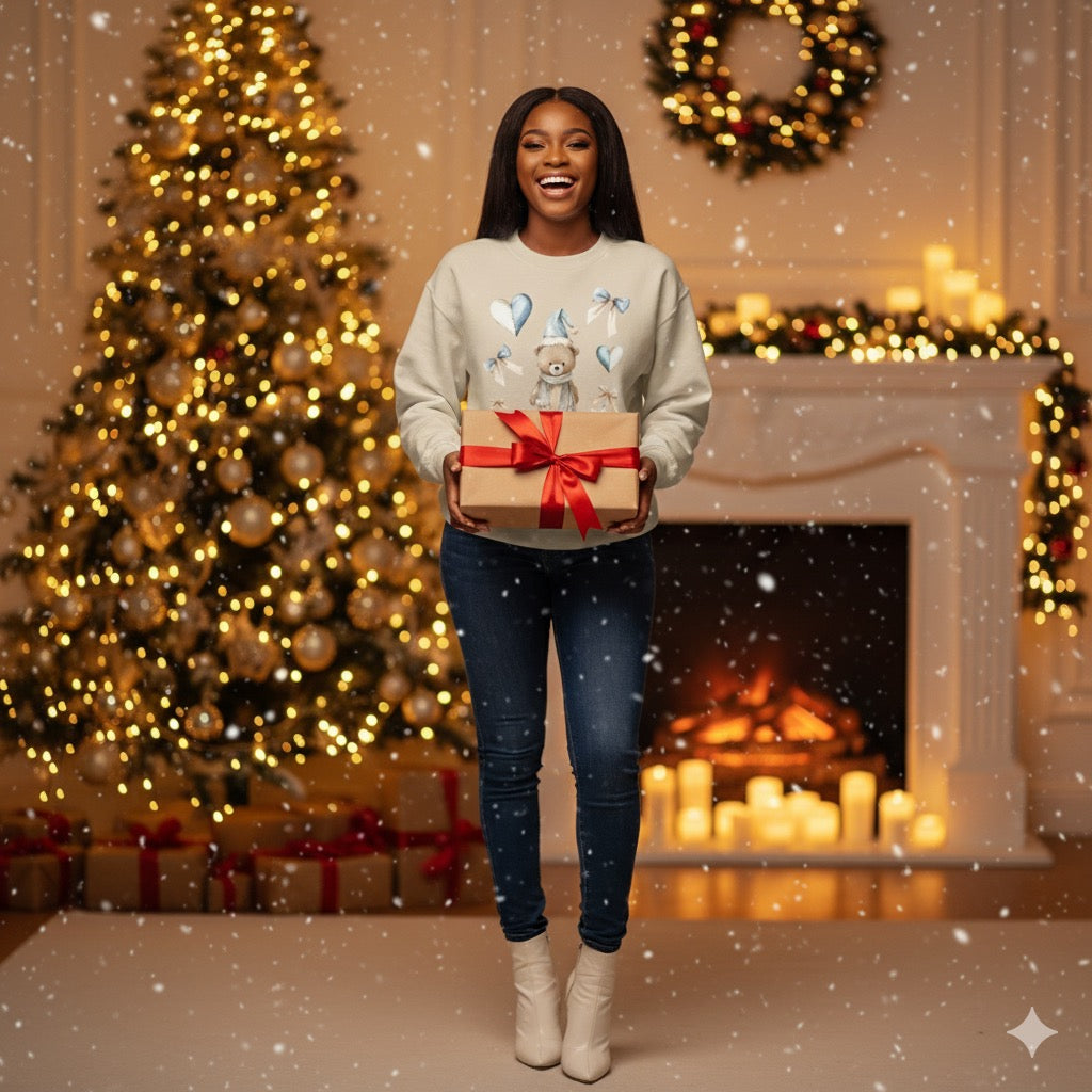 Christmas Bear Santa Crewneck Sweatshirt, Holiday Winter Jumper for Men and Women, Gift for Xmas, Cute Unisex Sweatshirt, Christmas Sweater