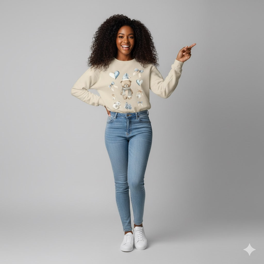 Christmas Bear Santa Crewneck Sweatshirt, Holiday Winter Jumper for Men and Women, Gift for Xmas, Cute Unisex Sweatshirt, Christmas Sweater