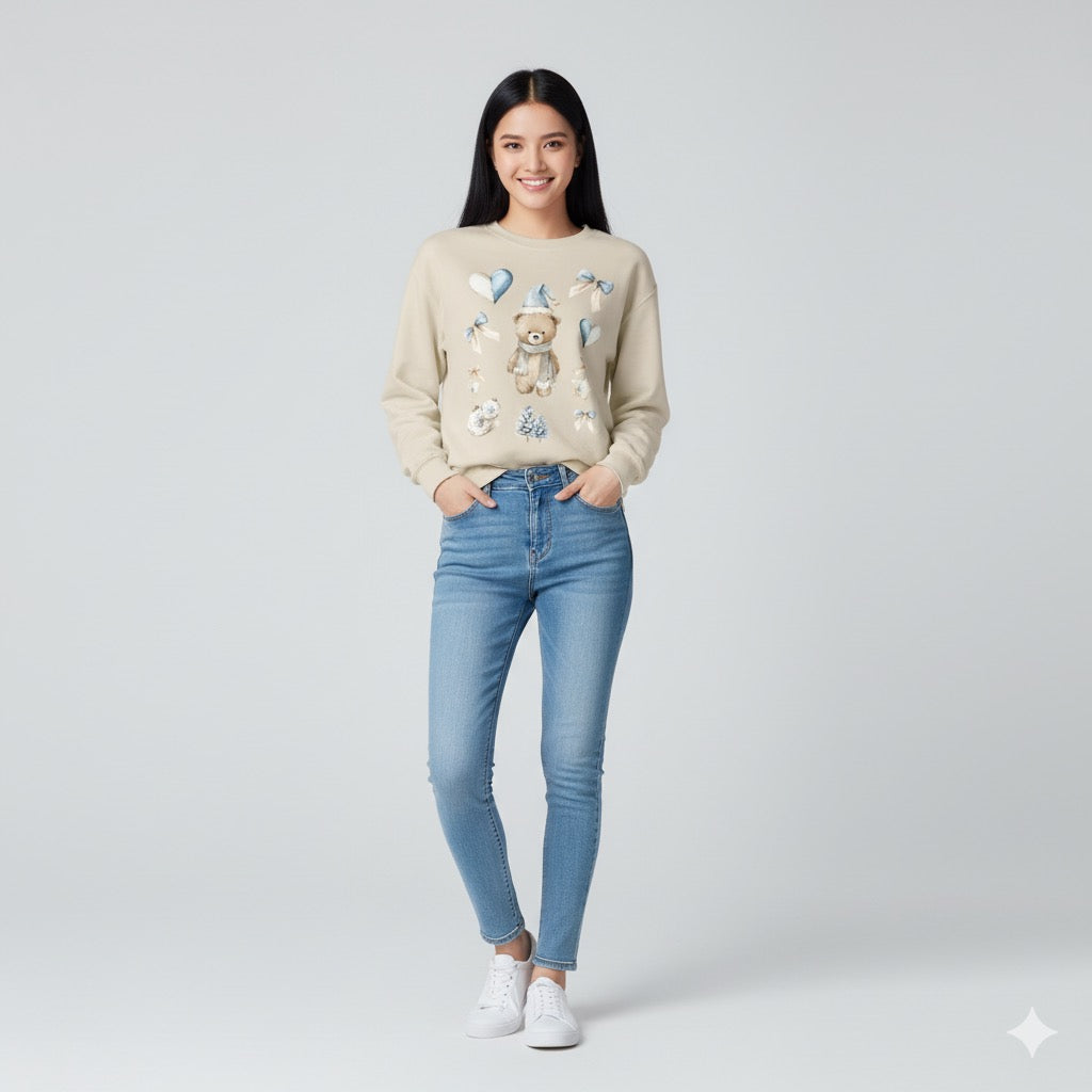 Christmas Bear Santa Crewneck Sweatshirt, Holiday Winter Jumper for Men and Women, Gift for Xmas, Cute Unisex Sweatshirt, Christmas Sweater