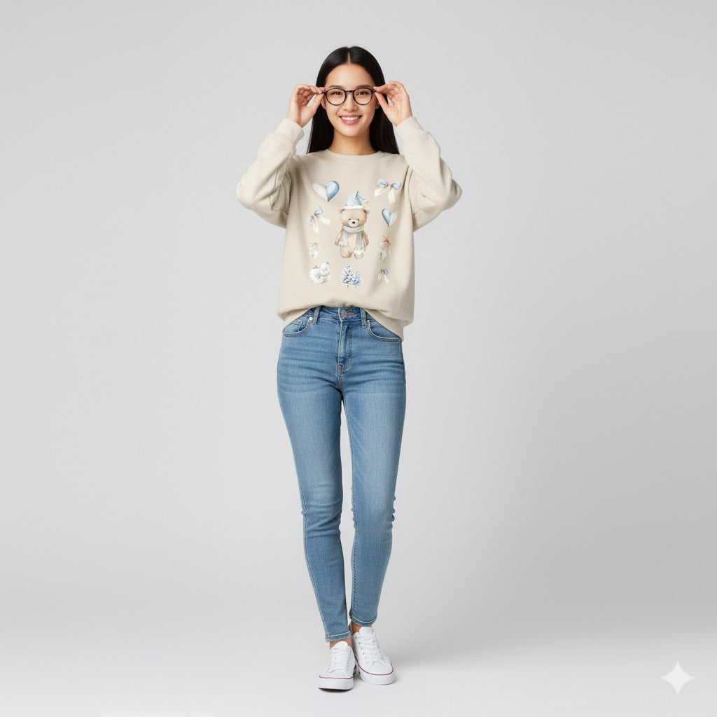 Christmas Bear Santa Crewneck Sweatshirt, Holiday Winter Jumper for Men and Women, Gift for Xmas, Cute Unisex Sweatshirt, Christmas Sweater